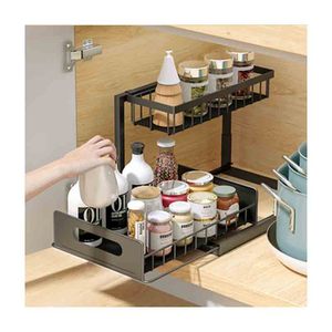 Under Sink Organizer <strong>Pull</strong> <strong>Out</strong> Cabinet Organizer 2 Tier Slide <strong>Out</strong> Sink Shelf Cabinet Storage <strong>Shelves</strong> Storage for Kitchen Bathroom - Product Image 6