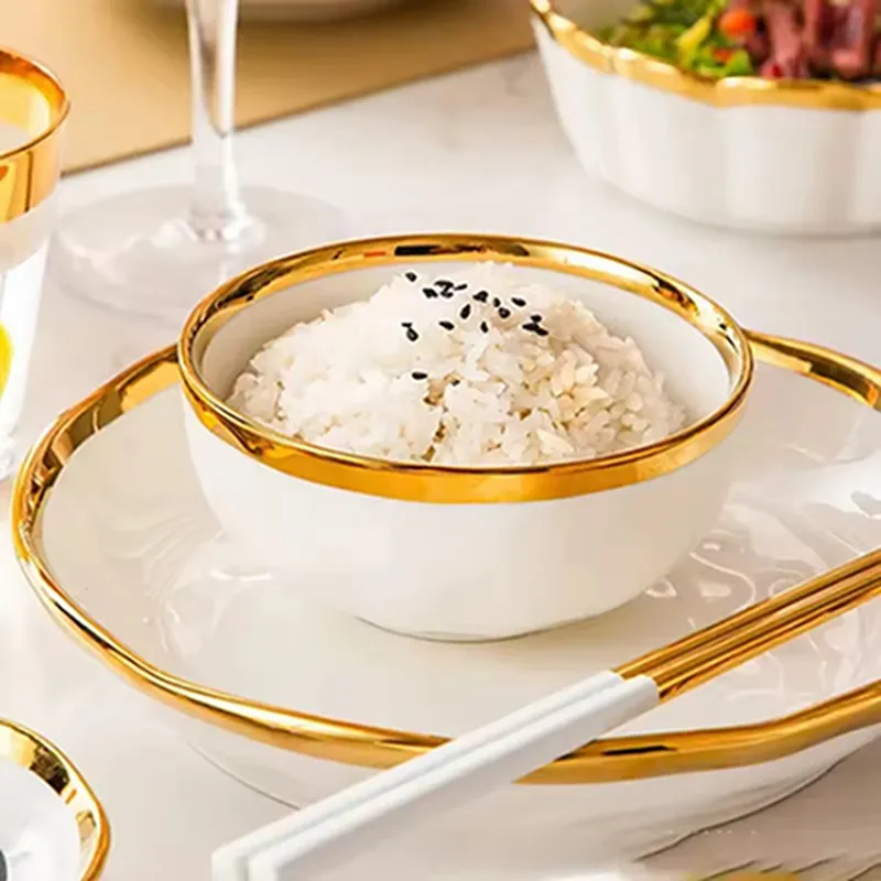 Scandinavian Dinnerware Sets Combination of Bowls Plates Chopsticks Luxury Creative Ceramic Tableware