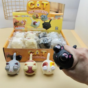 ลูกบอลบีบคลายเครียด PVC ของเล่นบีบมีเสียง รูปแมวโกรธ ตาโปน สำหรับเด็กอายุ 14 ปีขึ้นไป - Product Image 1