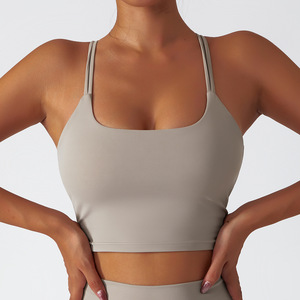 Sujetador deportivo para mujer, camisola de tela reciclada ecológica sólida de talla grande acolchada de alto <span class=keywords><strong>impacto</strong></span> para gimnasio - Product Image 2