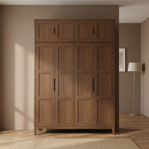 Modern Wooden Wardrobe With Flat Panel Hinged Doors Freestanding Large Capacity <b>Bedroom</b> <b>Storage</b> <b>Cabinet</b> Scandinavian Design - Product Image 4