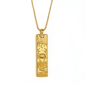 Colgante Personalizado Retro Geométrico Superventas de Acero Inoxidable Chapado con Collar Cuadrado de Oro de 18K DE LOS Doce Signos del Zodiaco - Product Image 6
