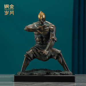 Figura de Guerrero de los Años del Cobre y del Oro, Escultura de Latón, Hecha a Mano, Decoración Artística para Oficina - Product Image 5