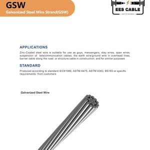 HS GSW Conductor Alambre de acero galvanizado Trenzado Guy Stay Wire Alambre de acero de zinc para transmisión de energía aérea - Product Image 4