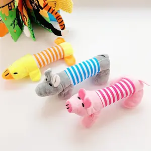 Animal Model Crinkle Noise Sound Interactive Fluffy Pet Chew Training Dog Toys Set Custom Pig Plush Dog Toy