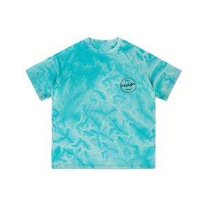 Summer Streetwear T-Shirs O-neck Oversized Embroidery T Shirt Unisex High Quality Raglan Sleeve <b>Tie</b> Dye T Shirt - Product Image 6