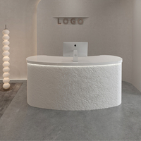 Comptoir de caisse minimaliste pour magasin de vêtements, petit comptoir d'accueil pour salon de beauté, bureau de réception en bois écologique et durable pour salon de coiffure