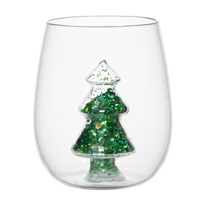 Tasses en verre borosilicate de haute qualité, créatives, rondes, avec sable mouvant, en forme de sapin de Noël, de cœur et d'étoile - Product Image 1