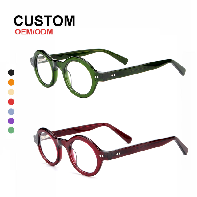 LT1114 Handmade Round Acetate Glasses Frame Men Vintage 2024 New Eyeglasses Frame Women Retro Japan Luxury Brand Rivet Eyewear