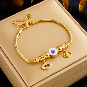 European American Style Heart Butterfly Charm Bracelet Gold Tone Titanium Steel Jewelry Gift for Women - Product Image 4