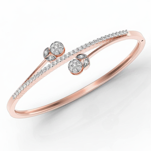 0.80TCW Real Round Cut Diamond Certified <b>Rose</b> <b>Gold</b> <b>Bangle</b> Bracelet - Product Image 2