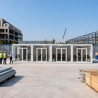 Maison conteneur détachable clé en main à structure en acier avec verre trempé pour grand bureau de chantier 40 pieds avec salle de bain intégrée