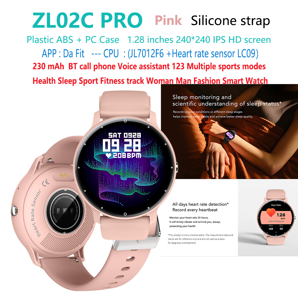 Rosa ZL02C-pro-dafit-sport-hombre-mujer-reloj inteligente