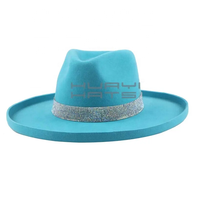 HUAYI CHAPEAUX En Gros Personnalisé Orange Cowboy Chapeaux À La Main Fedora Large Bord Feutre Fedora Chapeaux Australien 100 Laine Crayon Bord