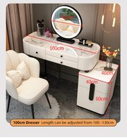 Coiffeuse avec haut-parleur, miroir LED, tiroirs et chaise