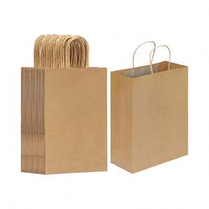 New Arrival Brown Paper Shopping <b>Bag</b> with Custom Logo for Pizza and Hamburger Virgin Pulp Style PE Coated Food <b>Gift</b> - Product Image 2