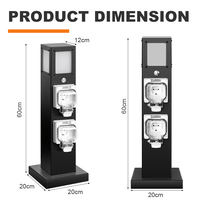 Prise de courant extérieure autoportante en acier inoxydable 304 pour jardin, avec 2 prises universelles personnalisables et ports USB 10A