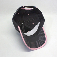 Casquette de baseball noire et rose à surpiqûres contrastées, visière incurvée, réglable, rétro, bicolore, décontractée pour femme