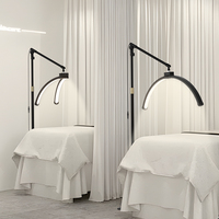 Lámpara de pie LED de media luna sin sombras para esteticistas y técnicos de tatuajes, CE RoHS OEM CRI>90, brillo ajustable, plegable, de aluminio