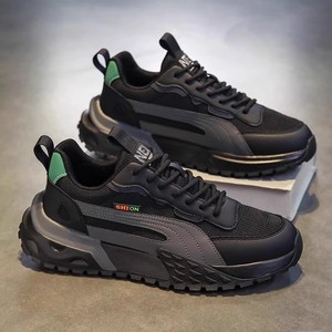 Zapatos para aumentar la altura para hombre, estilo otoño 2023, suela gruesa, zapatillas deportivas informales, color gris, negro, con cordones - Product Image 3