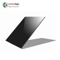 Surface brillante élevée 4x8 pi 1mm 2mm 3mm Feuille acrylique en plastique moulé de couleur unie noire