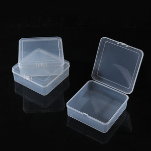 Boîte de rangement carrée transparente en plastique, 9,5 cm x 9,5 cm x 3,5 cm, avec couvercle, pour organiser les bijoux, matériau PP écologique - Product Image 2
