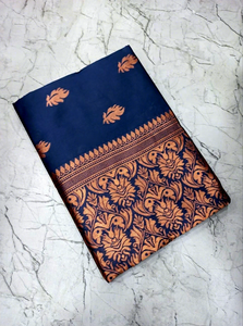 Sari en soie bleue avec broderie Zari, tenue traditionnelle indienne pour mariage, pour femmes, longueur au sol, sari ethnique de créateur - Product Image 5