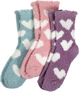 Chaussettes douces pour femmes, chaussettes en chenille à motif cœur, épaisses et chaudes, chaussettes de sommeil d'hiver - Product Image 1