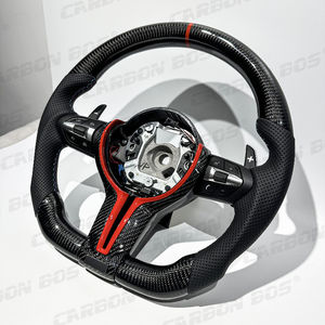 Volante Deportivo de Fibra de Carbono Negro para <span class=keywords><strong>BMW</strong></span> M3 F23 <span class=keywords><strong>F20</strong></span> F25 F30 F36 F32 F22 F21, Base Plana con Franjas Rojas, Envío desde EE. UU. - Product Image 4