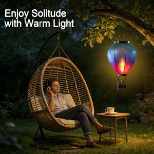 Lanterna Solare a Forma di Mongolfiera con Fiamma Tremolante, Luci Sospese Impermeabili per Esterni, Decorazione Unica per Alberi, Giardino, Patio e Cortile - Product Image 5