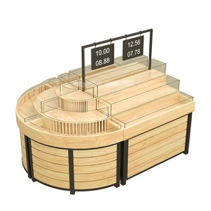 Giá để trưng bày bằng gỗ và thép cao cấp với hộp acrylic, giá để trái cây và rau củ dùng cho siêu thị - Product Image 6