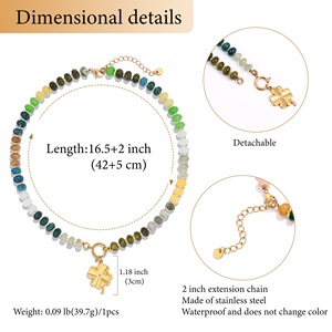 Collana Artigianale con Ciondolo in Acciaio Inossidabile e Pietre Naturali Colorate, Stile Bohemien, Nuova Collezione Moda <span class=keywords><strong>2026</strong></span>, Gioielli da Donna - Product Image 6