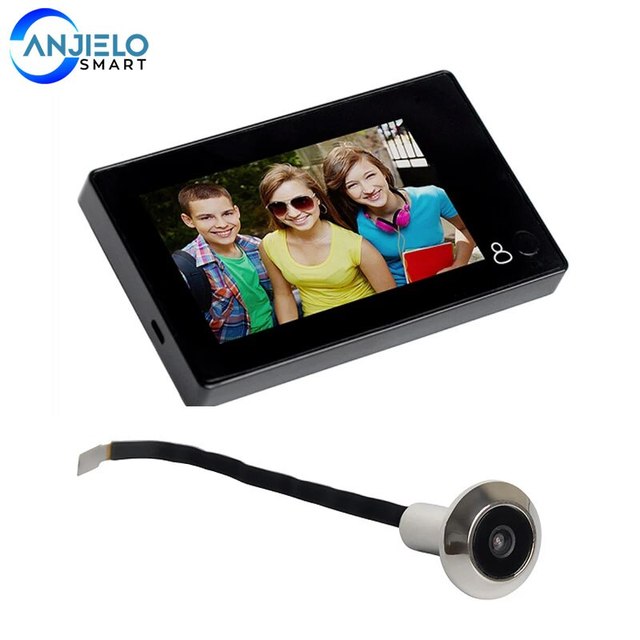 Anjielo Smart 2MP 4.3-Inch TFT LCD Peephole Camera Color Digital Viewer One-click View for Wide-Angle Door Monitoring Night