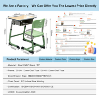 Ensemble bureau et chaise ergonomiques réglables en hauteur pour étudiants, table d'étude pour enfants avec tiroir, mobilier scolaire durable pour salle de classe