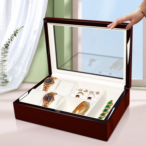 Emballage DS, étiquetage personnalisé de la marque, grande capacité, rectangle moderne et élégant, ensemble de bijoux, présentoir en bois laqué piano - Product Image 3