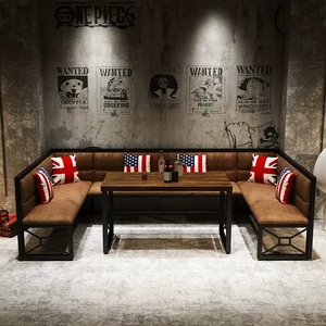 Muebles de restaurante de café comercial personalizado, mesas de comedor y sillas, juegos de sofás, asientos de cabina de cuero de madera para comida rápida - Product Image 2