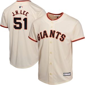 Maillot de baseball pour enfants et jeunes des Giants de San Francisco, couleur ivoire crème, coupe classique, manches courtes, col baseball, 100 % polyester respirant - Product Image 4