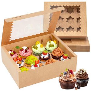 2 4 6 12 Holes Cupcake Box With Pvc Window Foldable White Paper Cup <b>Cake</b> Muffin Packaging Box - Product Image 1