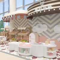 Área de Juegos Infantil Interior Moderna con Juego Interactivo de Tren de Alta Velocidad y Simulación de Cocina y Mercado