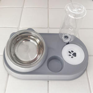 Double bol automatique en plastique écologique pour animaux de compagnie protecteur des vertèbres cervicales conception oblique mangeoire d'eau pour chiens et chats d'intérieur - Product Image 2