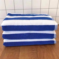 Pure Cotton Blue White Striped Yarn-dyed Rectangle Bath Towel Thickened Absorbent Beach Towel Home Textile Hotel Linen Printed