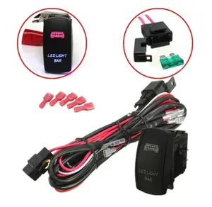 Automotive Car Blue Red LED Fog Light Bar Rocker Switch Wiring Harness With 40A Relay 30A Fuse