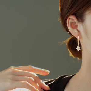 ต่างหูแฟชั่นทรงดอกเดซี่ประดับเพชรซิคอน วัสดุทองเหลืองและทองแดง เป็นมิตรต่อสิ่งแวดล้อม - Product Image 1