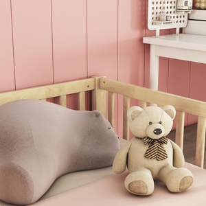 Muebles Resistentes para Guardería, <span class=keywords><strong>Cama</strong></span> <span class=keywords><strong>Doble</strong></span> Individual de Piso, Marcos de <span class=keywords><strong>Cama</strong></span> <span class=keywords><strong>Doble</strong></span> Individual, <span class=keywords><strong>Cama</strong></span> <span class=keywords><strong>Montessori</strong></span> de Madera Natural para 2 Niños con Barandillas de Protección - Product Image 4