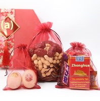Sac en gaze d'organza rouge HZ en gros avec cordon de serrage pour bonbons, cadeaux de retour, bijoux, œufs - pour souvenirs et cadeaux de mariage