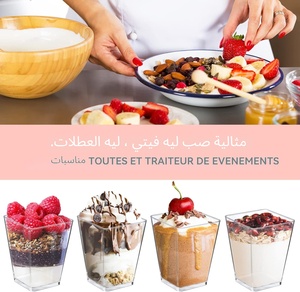 Gobelets en plastique jetables avec couvercles Emballage de tasse à café personnalisée pour thé à bulles Yaourt carré en plastique Pudding Fruit Cums pp - Product Image 3