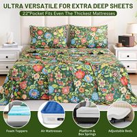 Drap-housse moderne extra ajusté, drap plat rafraîchissant de luxe, drap de lit floral doux et respirant pour la maison