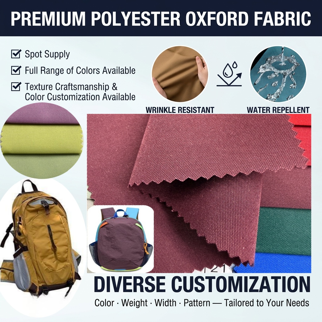 Custom Color T400 Lightweight Abrasion-Resistant Polyester Oxford Fabric for Handbags Backpacks Luggage Shoe Materials