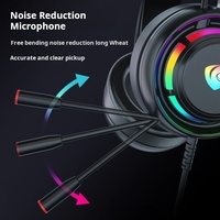 Casque de jeu filaire Acestek PSt-300 ANC avec haut-parleur 50 mm, léger (320 g), circum-auriculaire, RGB, câble de 2,2 m, USB + micro 3,5 mm, fonction mute, métal et cuir