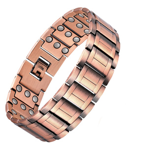 3X Bracelet en <span class=keywords><strong>cuivre</strong></span> magnétique Ultra résistant pour hommes, aimants N52 3500 Gauss, ensemble d'emballage cadeau, usine - Product Image 3